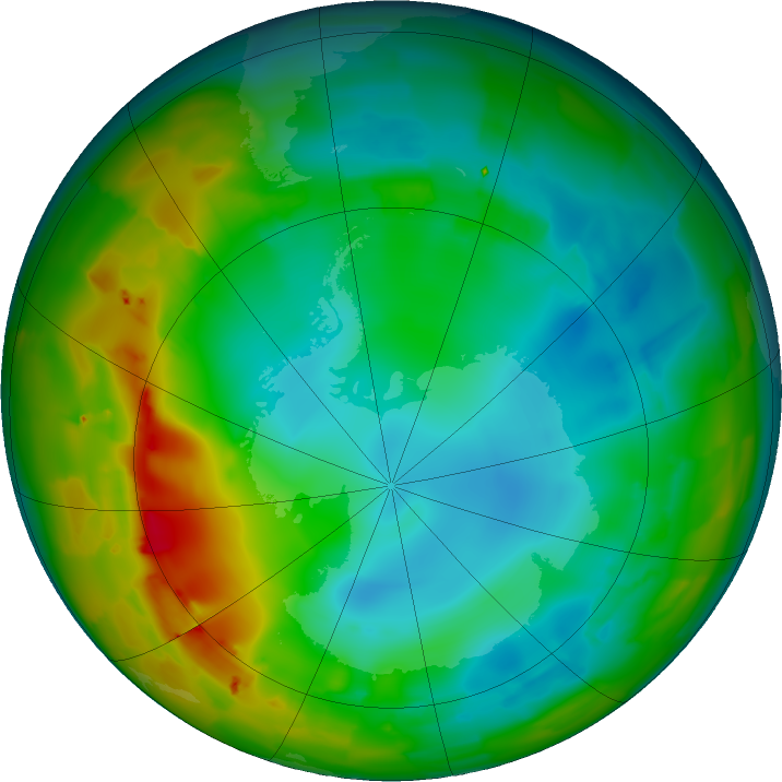 Antarctic ozone map for 24 July 2011